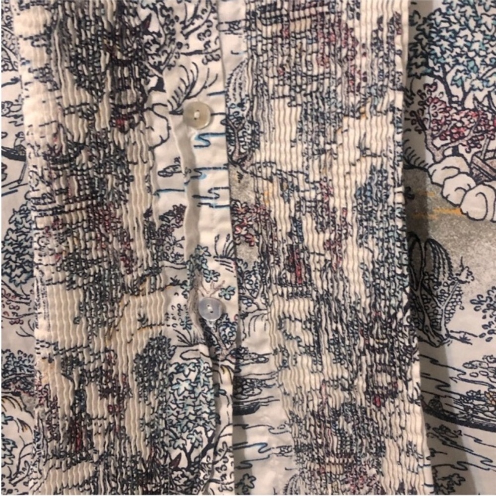 CHICO’S Asian Garden Print Button Down SHIRT Size LARGE (Chico's Size 2) - Picture 6 of 14